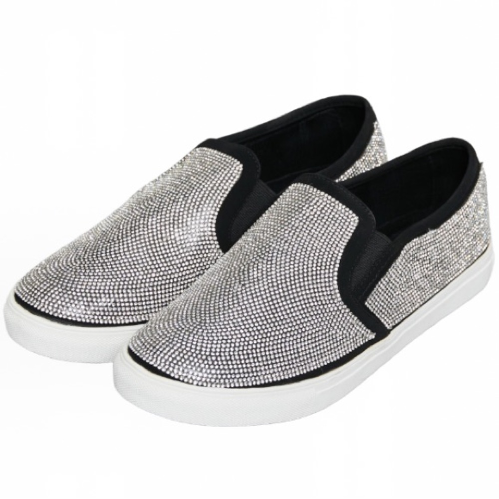 Forever Link Rhinestone Round Toe Slip-On Flats